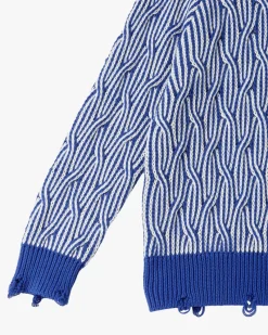 Nude Project Sour Cable Knit Sweater Blue New