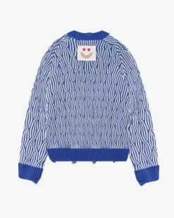 Nude Project Sour Cable Knit Sweater Blue New