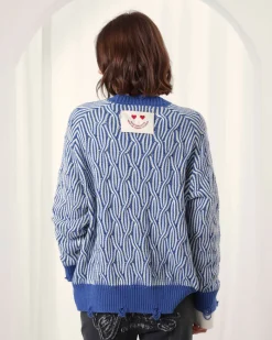 Nude Project Sour Cable Knit Sweater Blue New