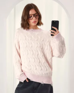 Nude Project Sour Cable Knit Sweater Pink Outlet