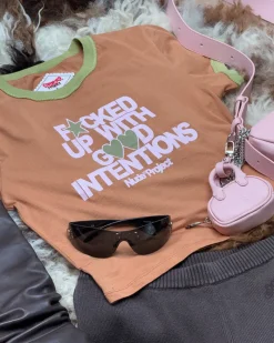 Nude Project Still Fucked Up* Top Brown Fashion