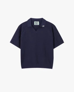 Nude Project Structure Knit Polo Navy Fashion