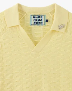 Nude Project Structure Knit Polo Yellow Sale