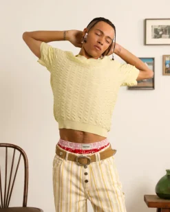 Nude Project Structure Knit Polo Yellow Sale