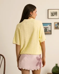 Nude Project Structure Knit Polo Yellow Sale