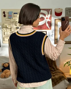 Nude Project Sunday Knit Vest Blue Clearance