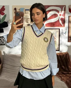 Nude Project Sunday Knit Vest Marshmallow New