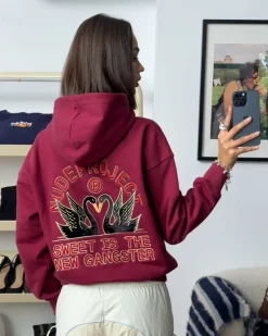 Nude Project Swans Hoodie Burgundy Hot