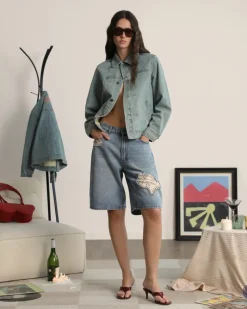 Nude Project Trucker Denim Jacket Washed Light New