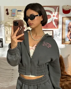 Nude Project Typa Day Cropped Hoodie Ash Hot