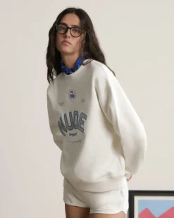 Nude Project Varsity Sweatshirt Marshmallow New