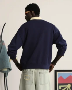 Nude Project Varsity Sweatshirt Navy New