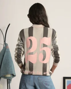 Nude Project Vizcaya Football Polo Knit Grey Clearance