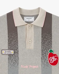 Nude Project Vizcaya Football Polo Knit Grey Clearance
