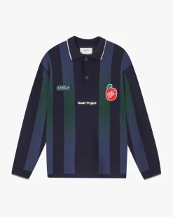 Nude Project Vizcaya Football Polo Knit Navy Blue Online
