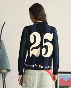 Nude Project Vizcaya Football Polo Knit Navy Blue Online