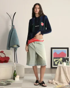 Nude Project Vizcaya Football Polo Knit Navy Blue Online