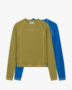 Nude Project Waffle Long-Sleeve Tee 2 Pack Green/Blue Best