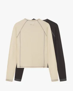 Nude Project Waffle Long-Sleeve Tee 2 Pack Marshmallow/Black Outlet