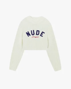 Nude Project Wifey Knit Cropped Sweater White Outlet