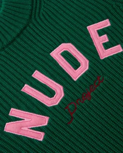 Nude Project Wifey Knit Cropped Sweater Green Hot