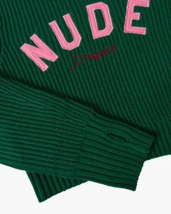 Nude Project Wifey Knit Cropped Sweater Green Hot