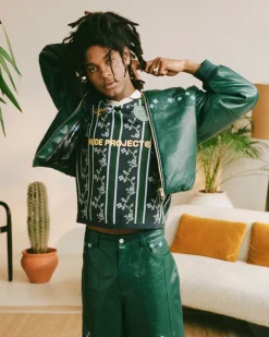 Nude Project World Cup Leather Bomber Jacket Outlet