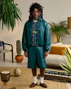 Nude Project World Cup Leather Bomber Jacket Outlet