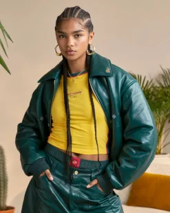 Nude Project World Cup Leather Bomber Jacket Outlet